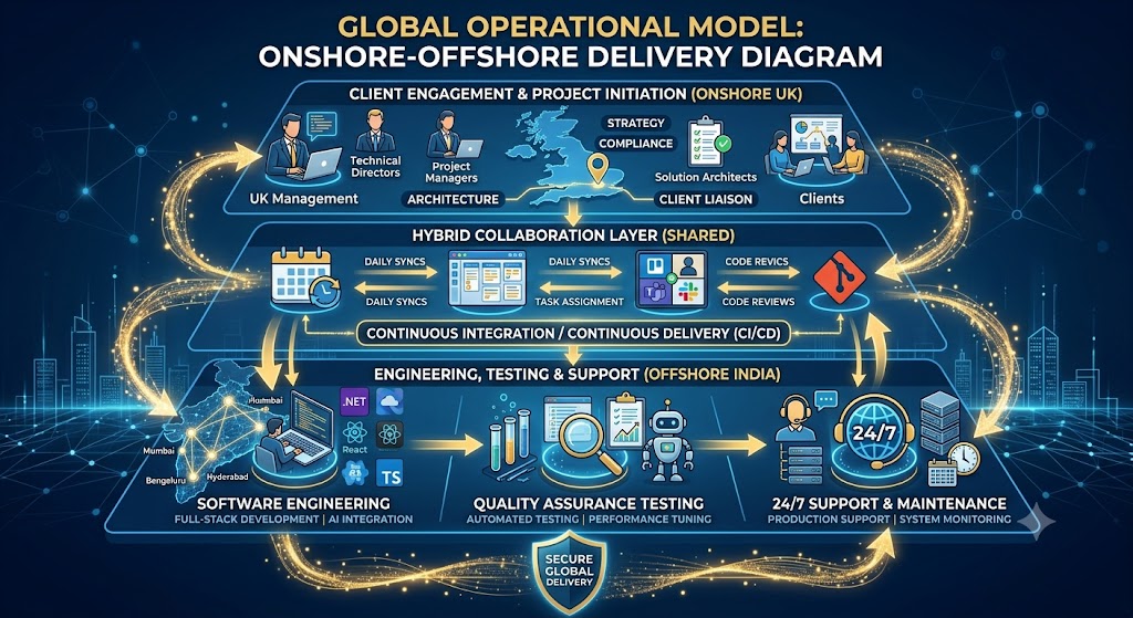 Global Operational Model: Onshore-Offshore Delivery Diagram